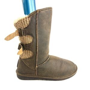 Bearpaw Boshie Women Size 9 Brown Suede Pull On Boot Winter Sheepskin Lined